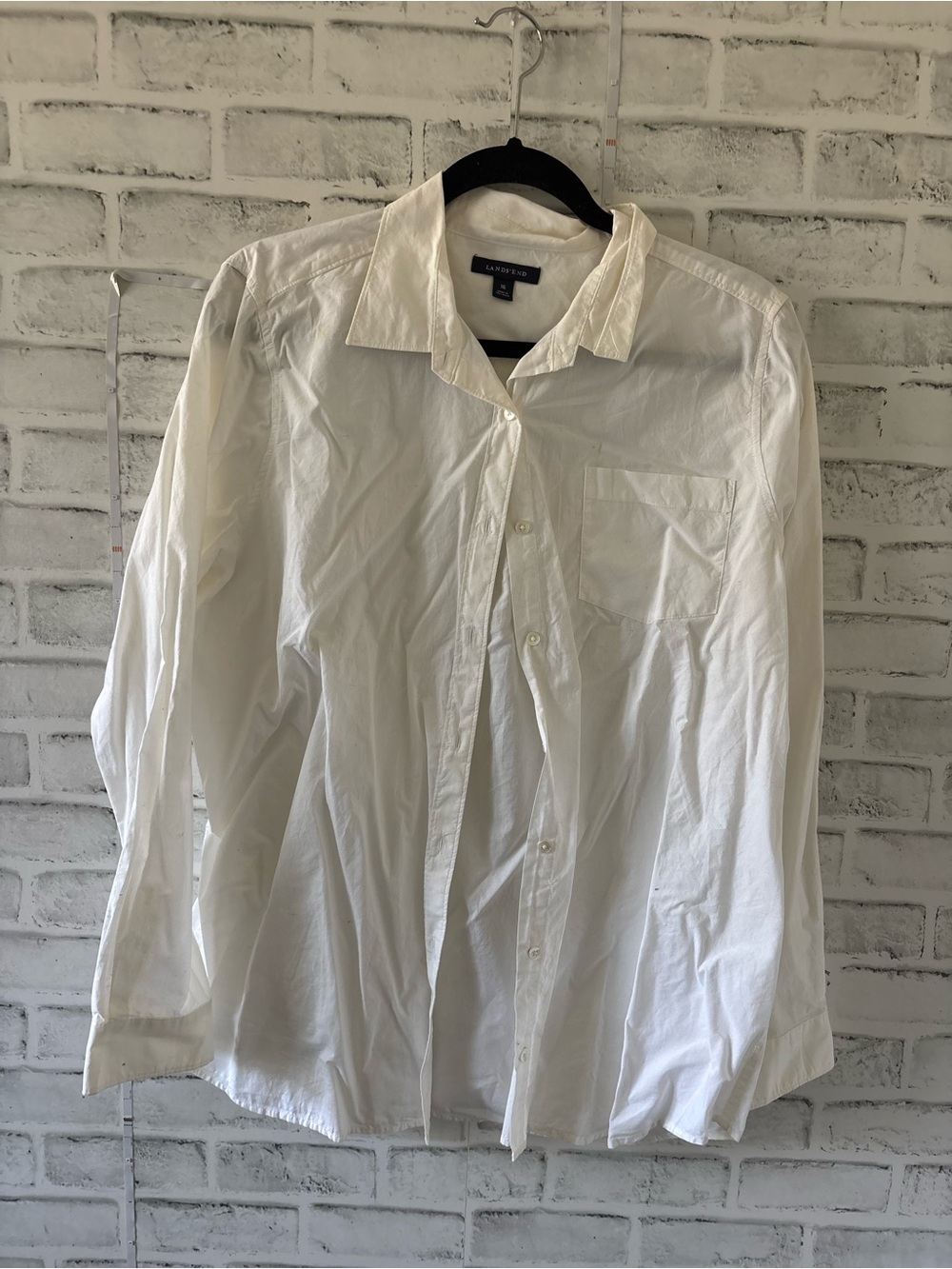 Lands' End White Button-Up Women's Blouse